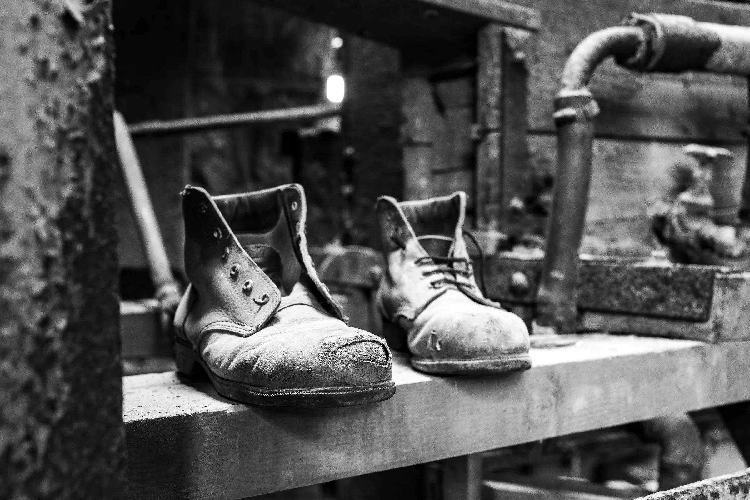 Abandoned work boots